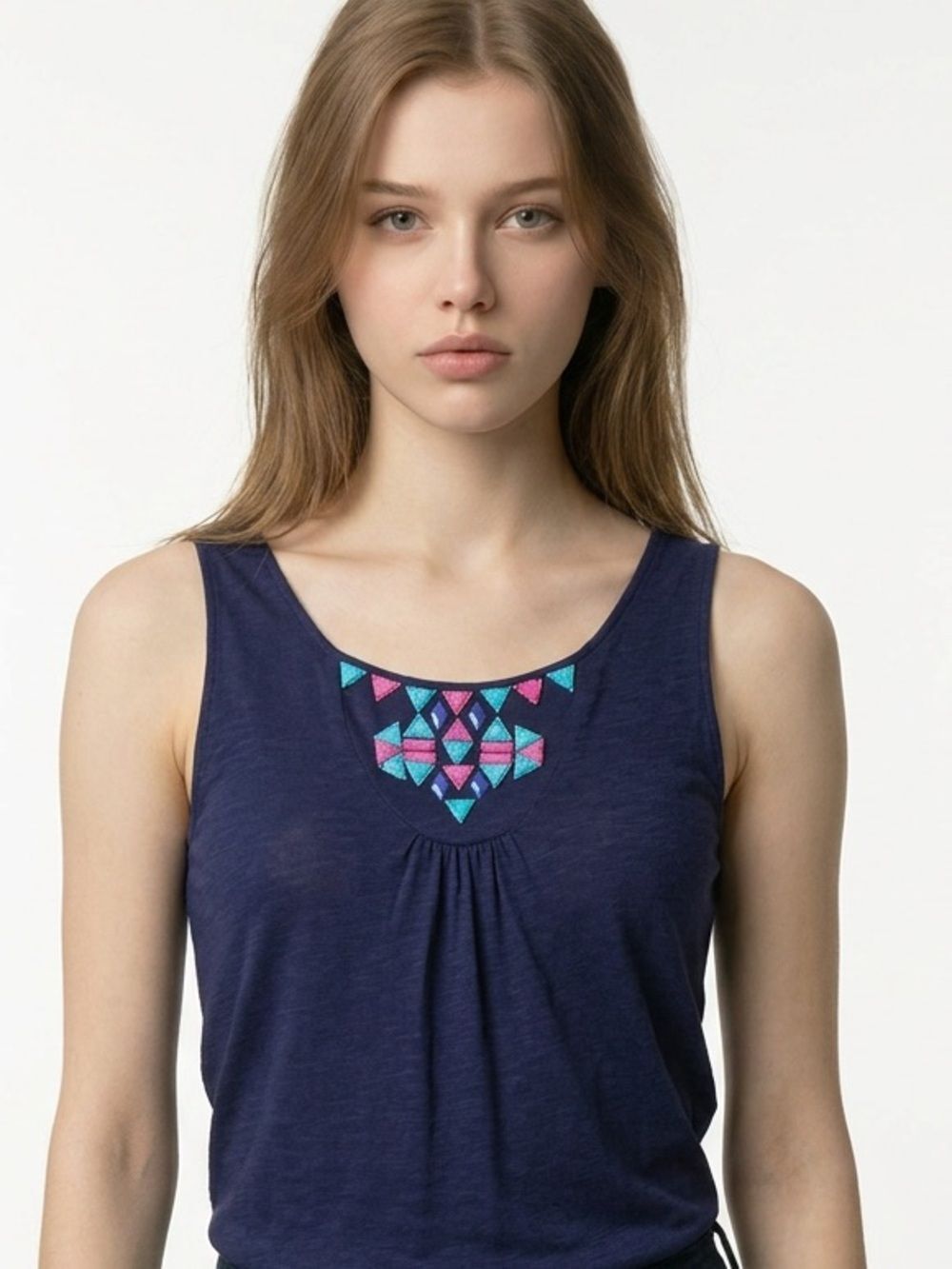 FOREVER 21 | Blue Tank Top with Neon Studs Embellishment Women’s Size Large